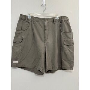 Columbia Mens Cargo Shorts Taupe Khaki  Elastic Waist Hiking Outdoor 40 Dad